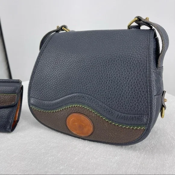 Dooney & Bourke Vintage Saddle Crossbody Blue Green Purse + Kisslock Wallet - Picture 14 of 15